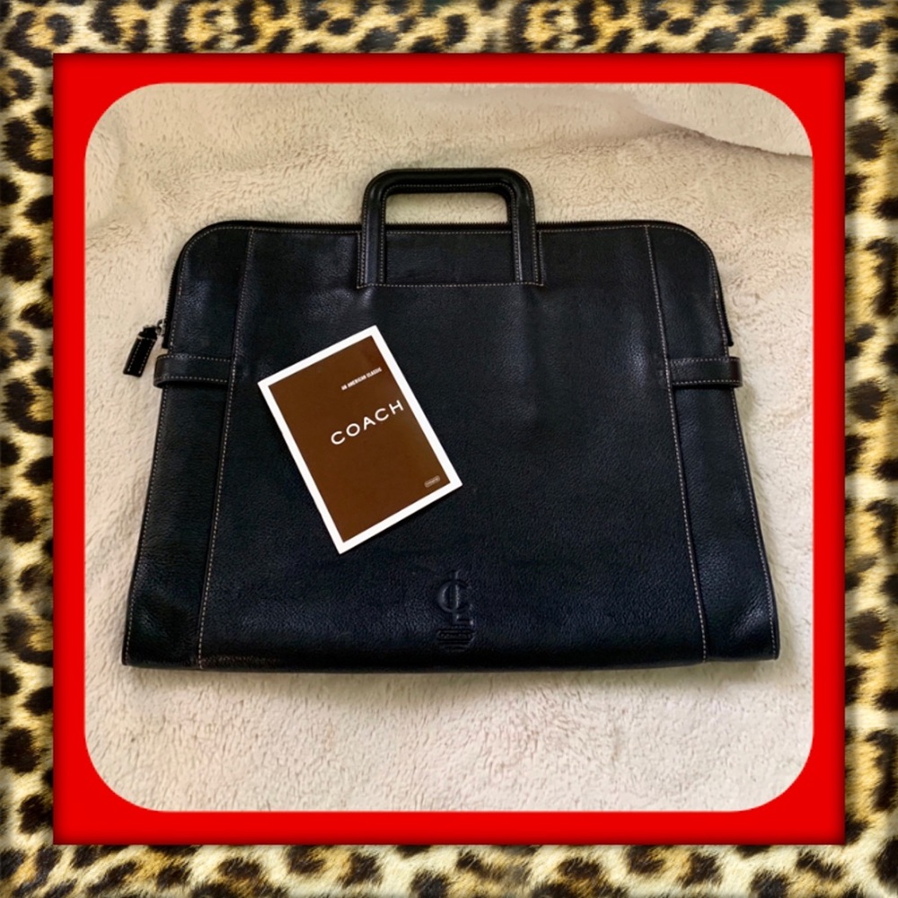👑✅PRICE FIRM✅ COACH Black Leather Business Briefcase